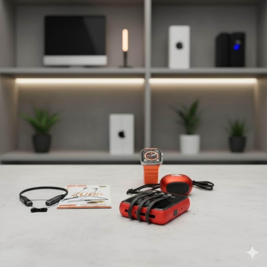 Smart Gadget Combo 4 in 1 | Powerbank + Smartwatch + Bluetooth Speaker + Neckband