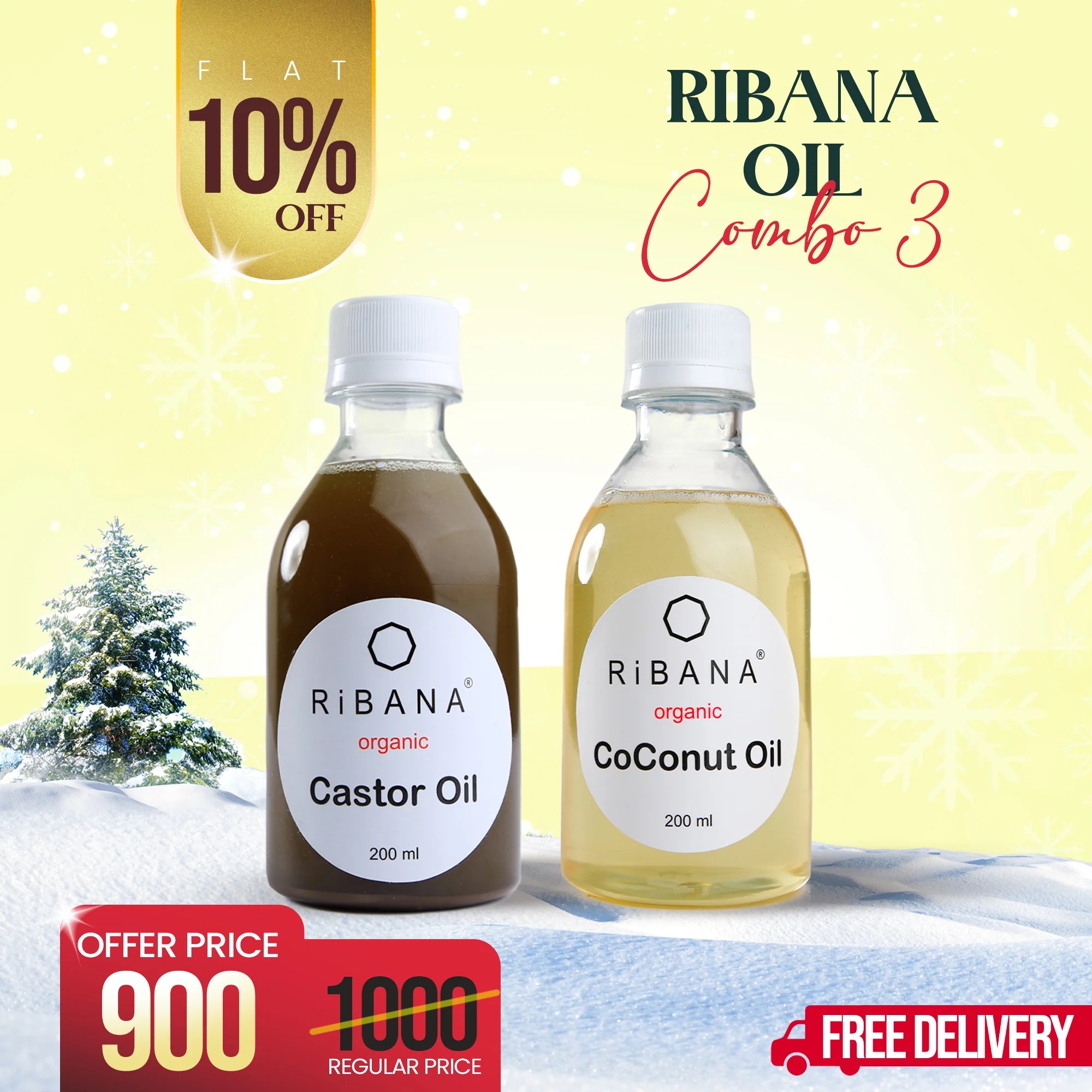 Ribana Oil Combo ( Coconut Oil 200ml and Castor Oil 200ml )