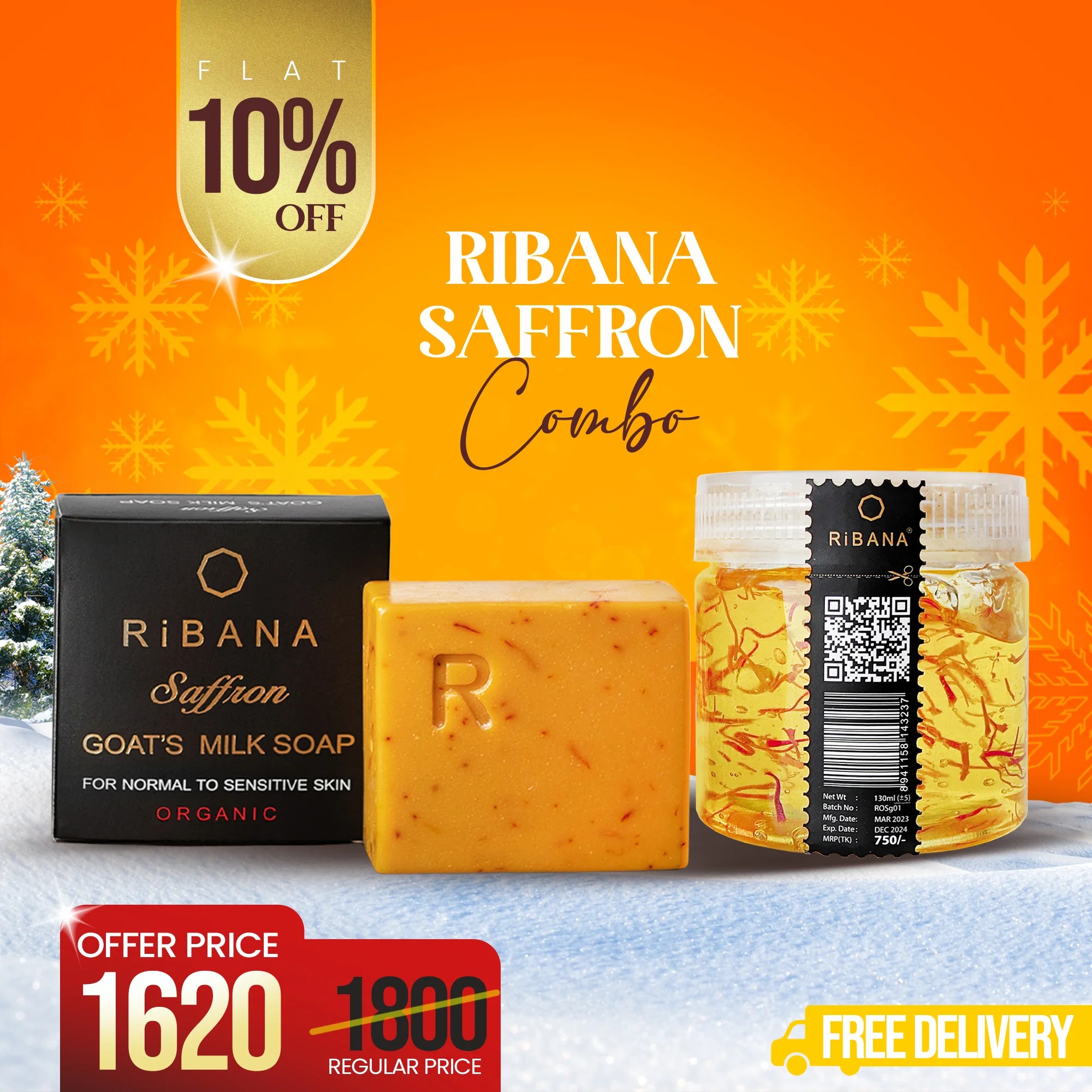Ribana Exclusive Glowup Combo – Saffron Soap 100gm and Saffron Gel 130gm